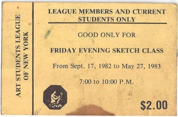 art students league sketch class ticket