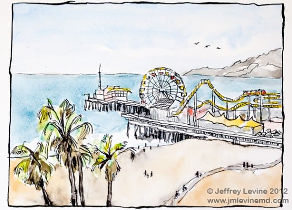 Venice beach sketchbook, los angeles, Jeffrey-M-Levine-MD; Jeff-Levine, Dr-Jeffrey-Levine, Jlevinemd, levineartstudio, manhattan, urbansketchers, urban sketchers, watercolor, sketchbook, aquarelle, watercolour