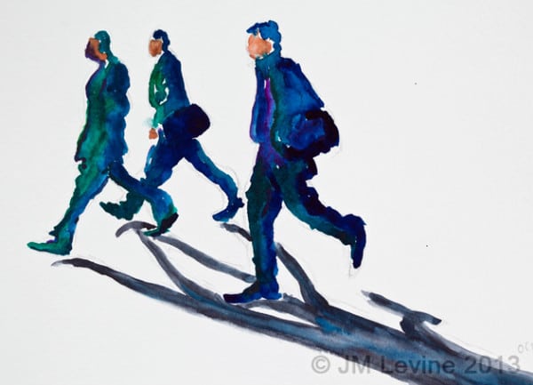 Manhattan Commuters in Watercolor