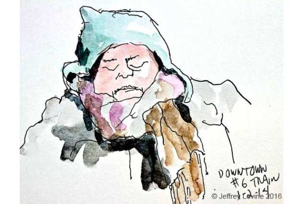 nycurbansketchers, pen-and-ink, sketchbook, subway, nyc subway, metro, Jeffrey-M-Levine-MD; Jeff-Levine, Dr-Jeffrey-Levine, Jlevinemd, levineartstudio, manhattan, watercolor, urbansketchers