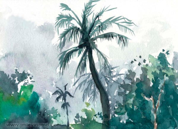 Jeffrey-M-Levine-MD; Jeff-Levine, Dr-Jeffrey-Levine, Jlevinemd, levineartstudio, manhattan, watercolor, palm trees, sand, beach, ft-lauterdale, fort lauterdale, sketchbook, urbansketchers, watercolour, aquarelle