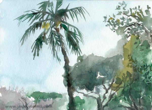 Jeffrey-M-Levine-MD; Jeff-Levine, Dr-Jeffrey-Levine, Jlevinemd, levineartstudio, manhattan, watercolor, palm trees, sand, beach, ft-lauterdale, fort lauterdale, sketchbook, urbansketchers, watercolour, aquarelle