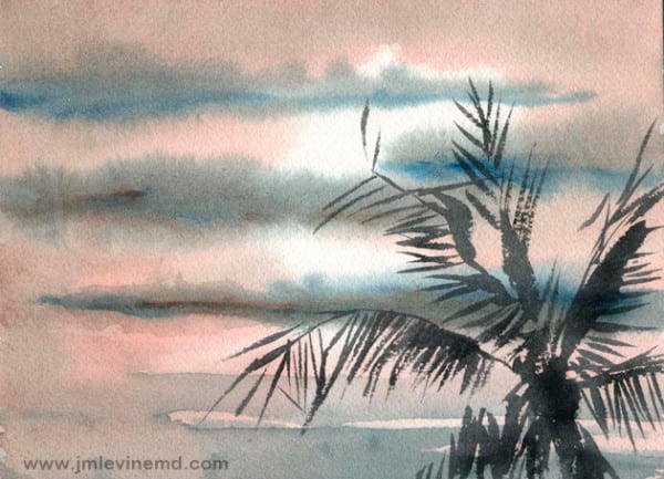 Jeffrey-M-Levine-MD; Jeff-Levine, Dr-Jeffrey-Levine, Jlevinemd, levineartstudio, manhattan, watercolor, palm trees, sand, beach, ft-lauterdale, fort lauterdale, sketchbook, urbansketchers, watercolour, aquarelle