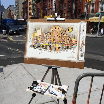 plein air, urban sketching, jeffrey m levine md, watercolor, new york city