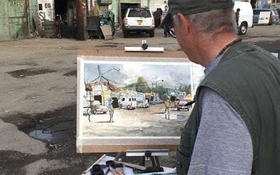 A Plein Air Setup for Large-Scale Urban Sketching