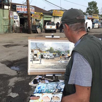 A Plein Air Setup for Large-Scale Urban Sketching