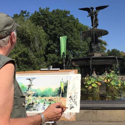 plein air, urban sketching, jeffrey m levine md, watercolor, new york city