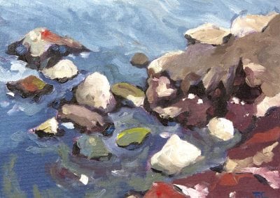 beach, rocks, oil painting, Jeffrey M Levine MD