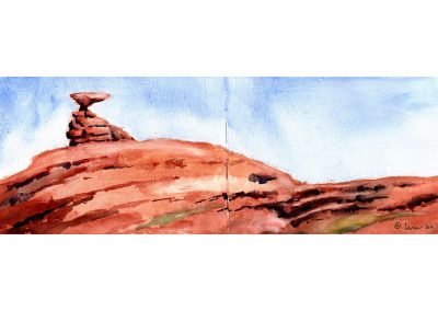 Mexican Hat, utah, red rock country, watercolor, sketchbook