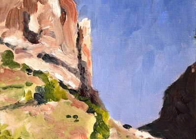 Plein air oil painting, mesas of canyonlands, moab utah, red rock country