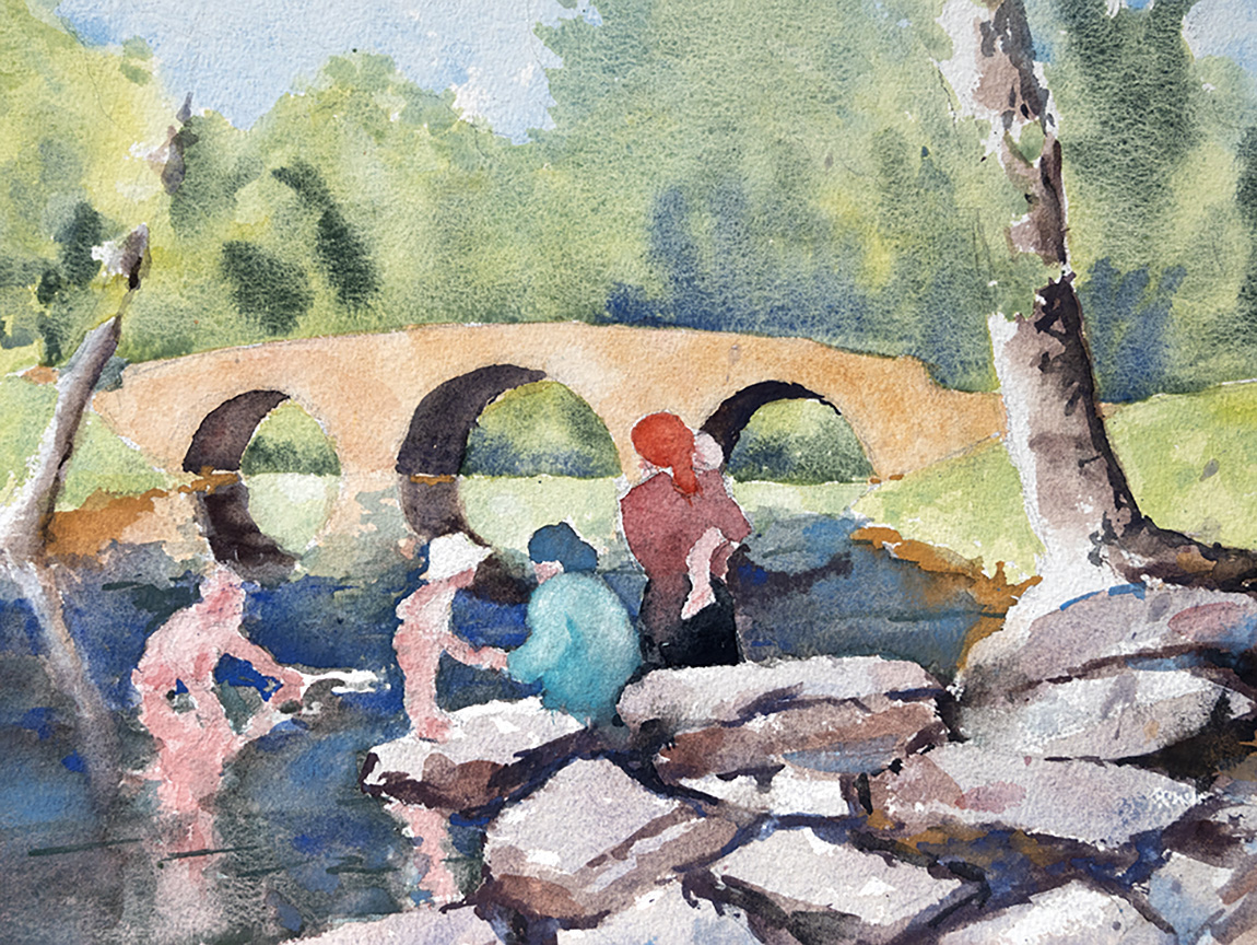 Old Stone Bridge Plein Air Watercolor