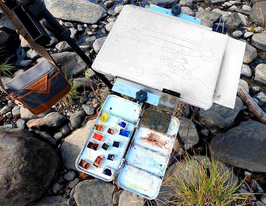 Jeff Levine's home-made plein air watercolor palette