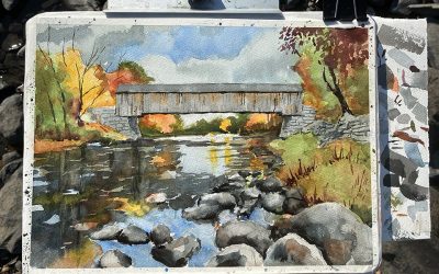 Video and Plein Air Setup for Painting Lowes Covered Bridge