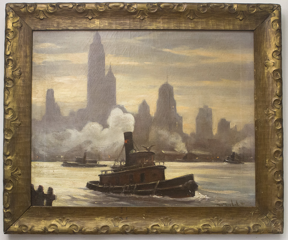 Bela de Tirefort painting of NY Harbor