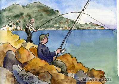 Sketching fisherman the Italian Riviera
